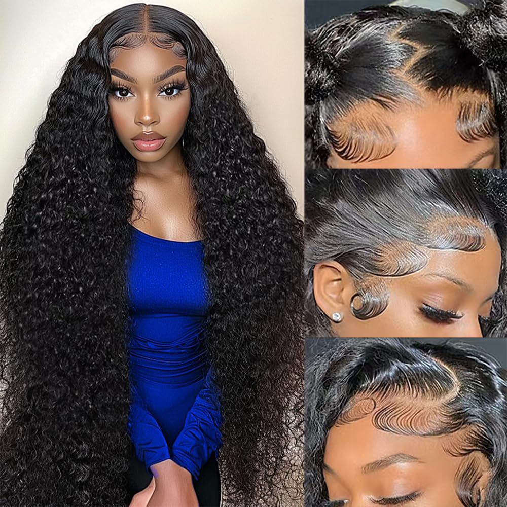 13x4 Transparent Lace Deep Curly Wig Natural Hairline