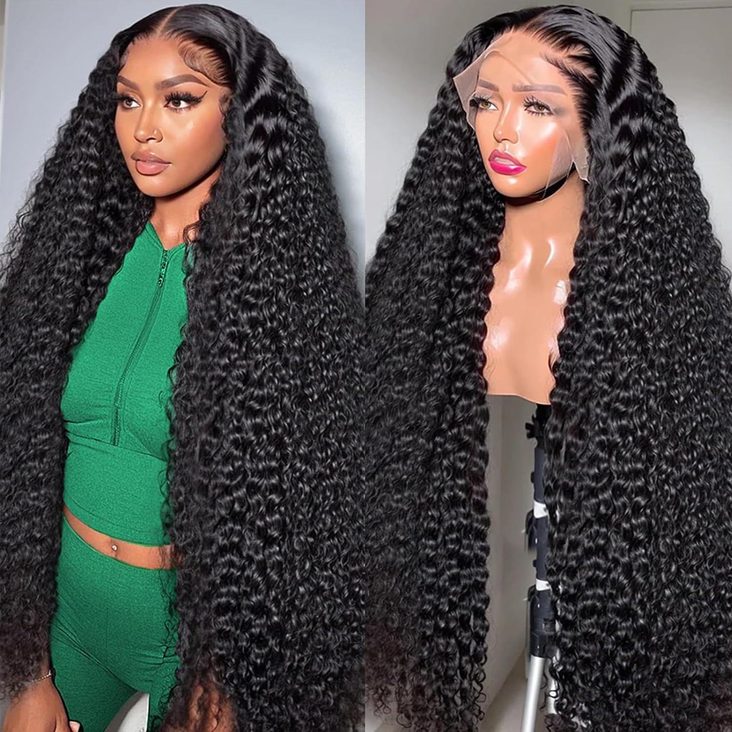 13x4 Transparent Lace Deep Curly Wig Natural Hairline