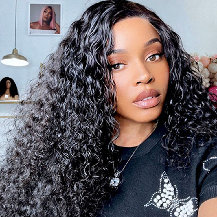 Burmese curly Virgin Human hair 5x5 Transparent Lace Closure Glueless Wigs
