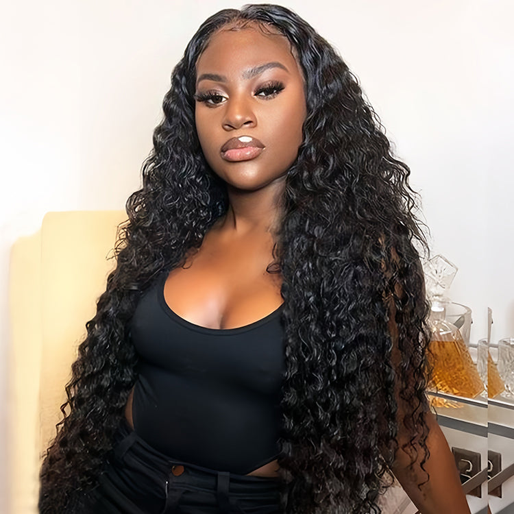 jet black Color Virgin Human hair 5x5 Transparent Lace Closure Glueless wigs
