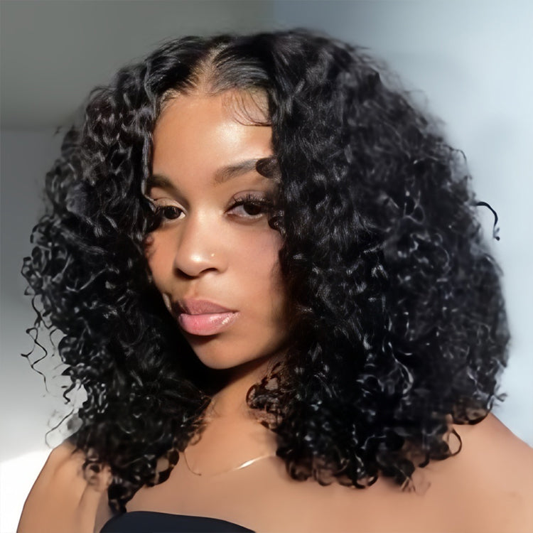Burmese curly Virgin Human hair 5x5 Transparent Lace Closure Glueless Wigs