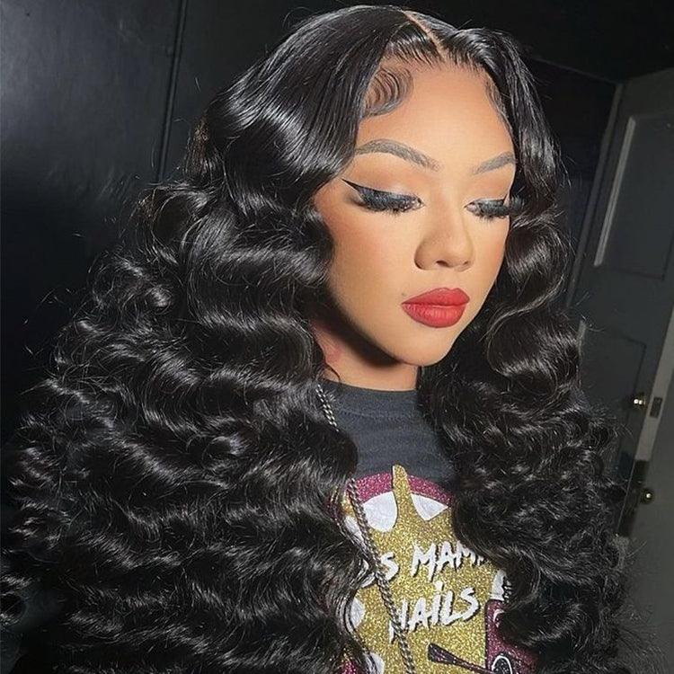 Loose deep wave Virgin Human hair 13x6 HD Lace Full Frontal Glueless Wigs